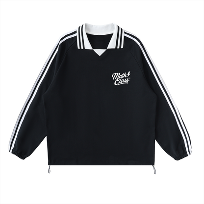 Math Class Contrast Striped Lapel Collar Sweatshirt