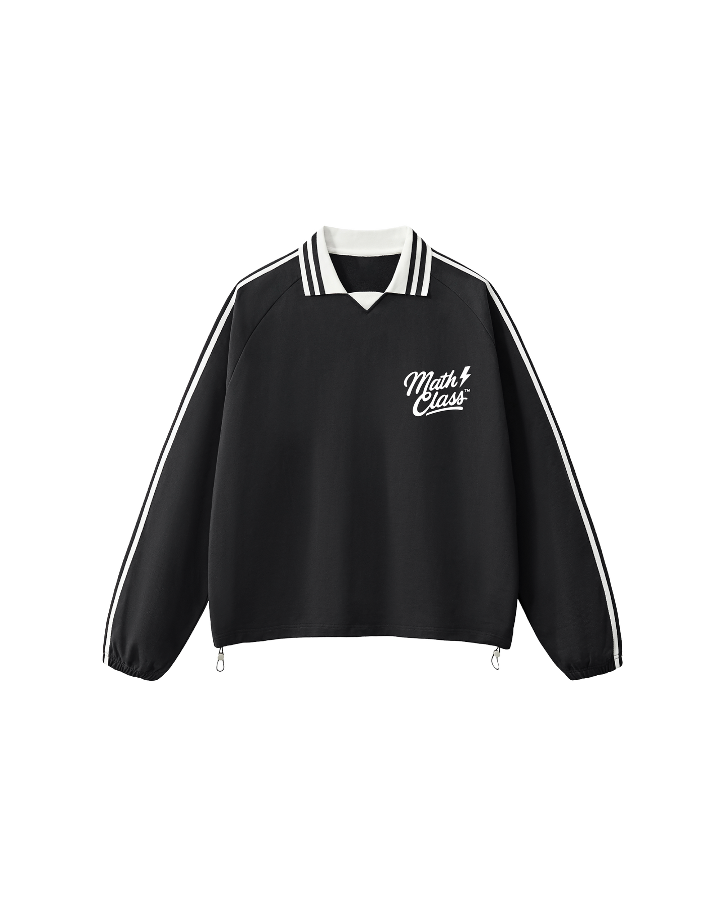 Math Class Contrast Striped Lapel Collar Sweatshirt