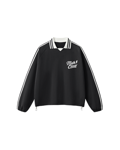 Math Class Contrast Striped Lapel Collar Sweatshirt