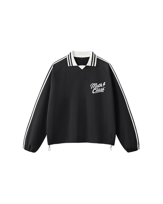 Math Class Contrast Striped Lapel Collar Sweatshirt