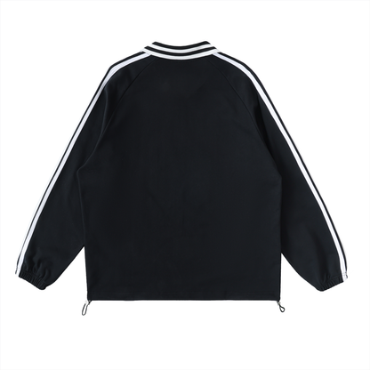 Math Class Contrast Striped Lapel Collar Sweatshirt